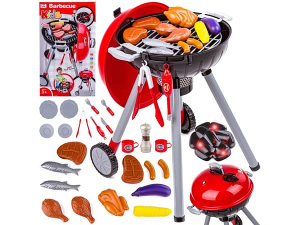 Grill på ben med lock, galler + tillbehör