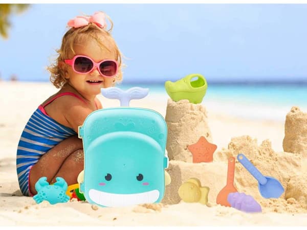 Sand Play -setti, matkalaukku + hiekkalaatikon muotin tarvikkeet