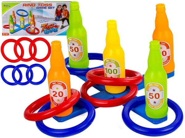 Arcade Game, Throwing a Hoop, Ringo, Colorful Bottles och Hoops Hit the Target