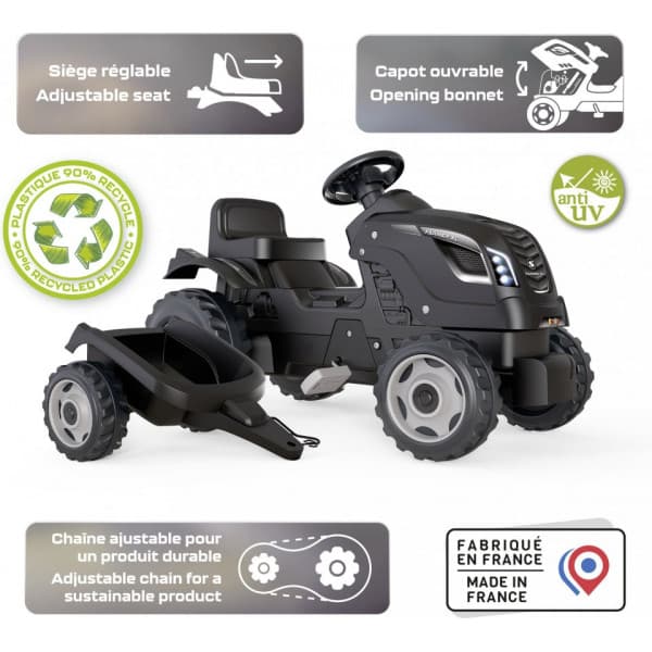 Smoby Farmer XL - traktor + anhænger, sort