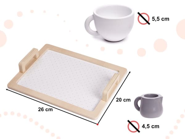 Trä kaffeservering barnservis köksset tebricka koppar