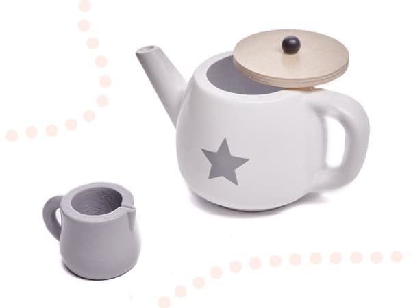 Trä kaffeservering barnservis köksset tebricka koppar