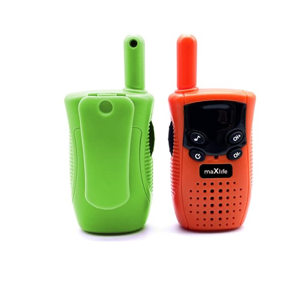 Walkie Talkie-sett med 3 kanaler og bakgrunnsbelyst LCD-skjerm - oransje og grønn