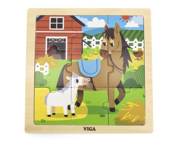 Viga 44624 Pussel på block, 9 bitar - häst