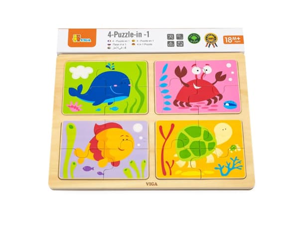 Viga 50190 Puzzle 4in1 pohjassa - meri