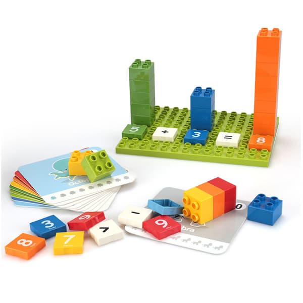 Sæt med plastikblokke (56 blokke + 10 kort)