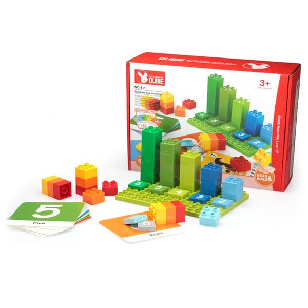 Sæt med plastikblokke (56 blokke + 10 kort)