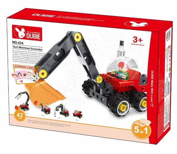 Byggeblokke gravemaskine, dozer 5i1 (42 blokke + 5 kort)