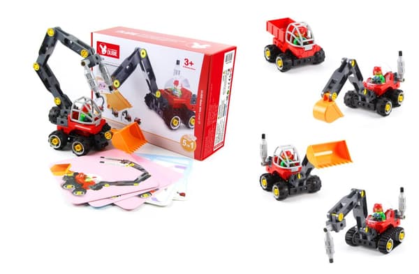 Byggeblokke gravemaskine, dozer 5i1 (42 blokke + 5 kort)