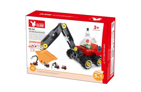 Byggeblokke gravemaskine, dozer 5i1 (42 blokke + 5 kort)
