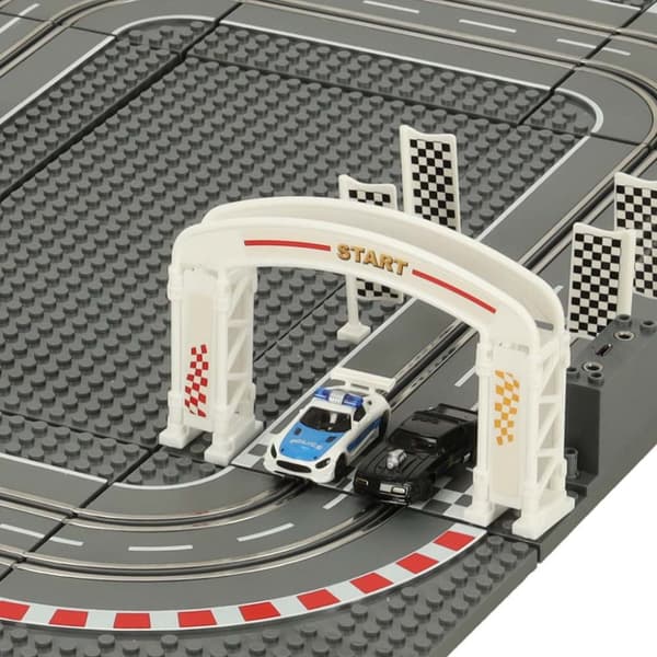Politiets elektriske racerbane + 2 biler GD-01 byggeklodser
