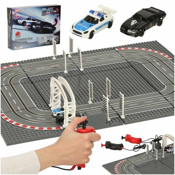 Politiets elektriske racerbane + 2 biler GD-01 byggeklodser