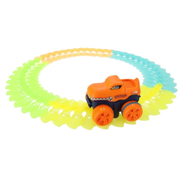 Racerbilsbana, självlysande, antigravitation, flexibel + bil, 54 element, 132 cm