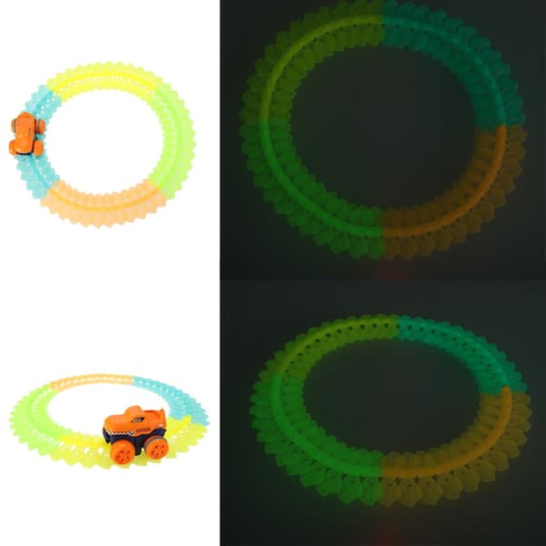 Racerbilsbana, självlysande, antigravitation, flexibel + bil, 54 element, 132 cm