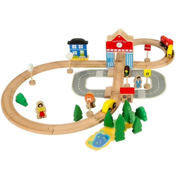 Træbane, tog, lokomotiv, station, 50 elementer