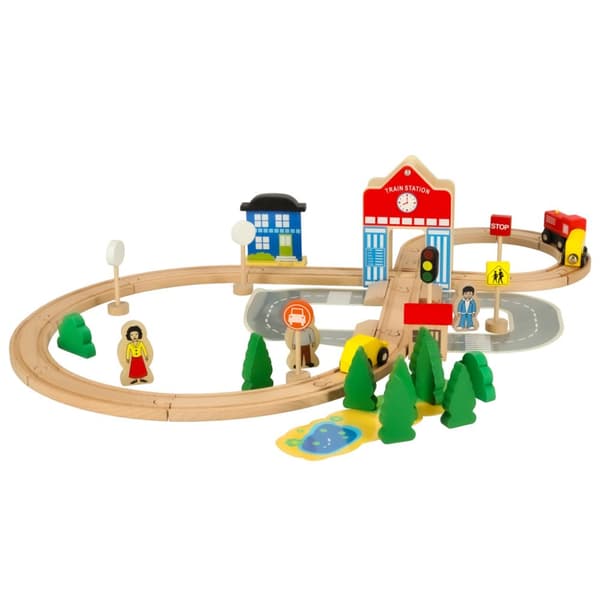 Træbane, tog, lokomotiv, station, 50 elementer