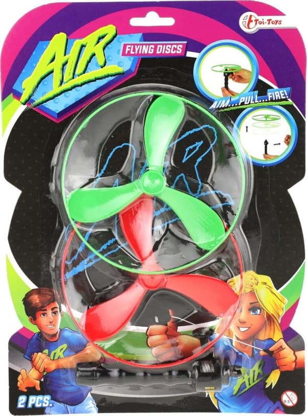 Toi-legetøj Flying Discs Air 12 Cm Grøn/rød 3-delt