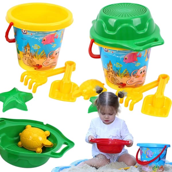 Sand Play Set Kauhasiivilä Harava Lapio Hiekkarakennus 1448