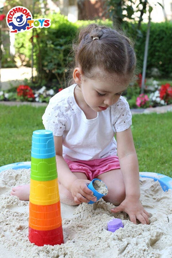 Sæt Pyramid Pyramid Blocks Tårnkopper Bøtter til børn 7 elementer 4661