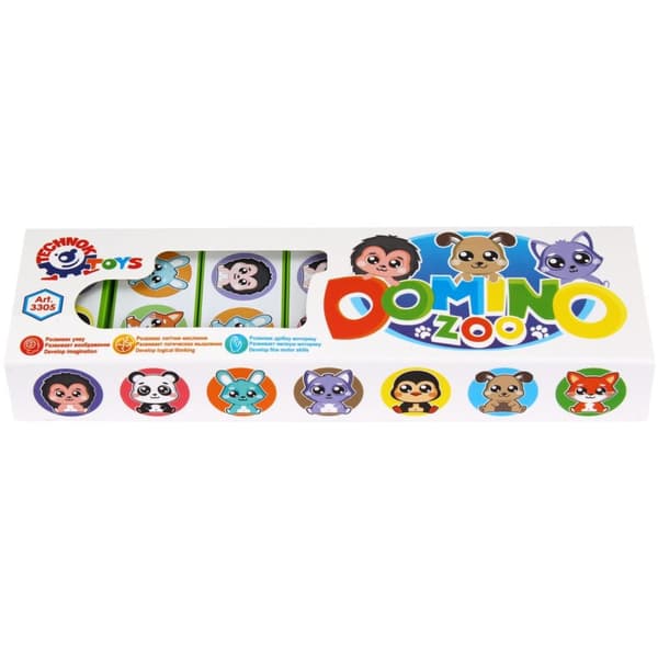 Domino Brädspel Skill Puzzle Animals Zoo Colored Set 3305