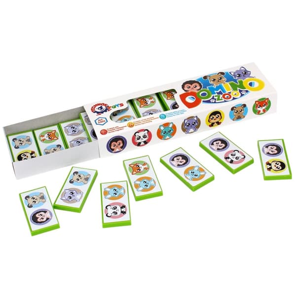 Domino Brädspel Skill Puzzle Animals Zoo Colored Set 3305