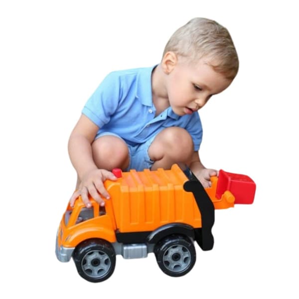 STOR BIL ORANGE SOPBUCK RÖRLIGA DELAR LYFTBEHÅLLARE