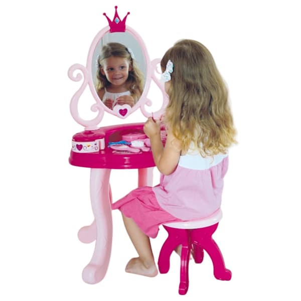 Stående Sminkbord Sits Stol Kosmetika Pulver Curling Iron Spegeltork 8683