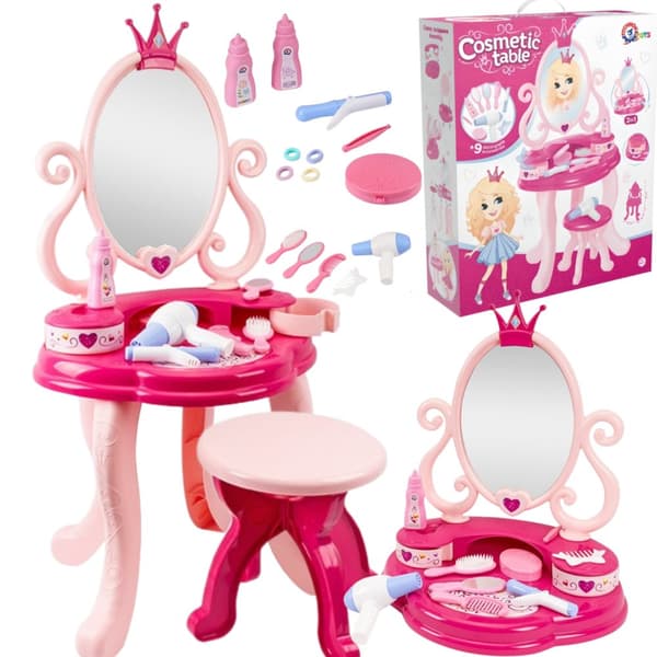 Stående Sminkbord Sits Stol Kosmetika Pulver Curling Iron Spegeltork 8683