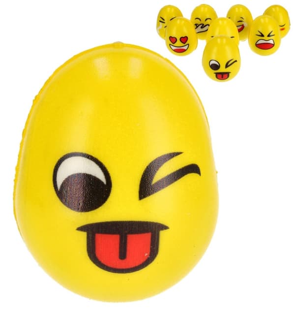 Antistressboll Ägg Emoticons 6cm Mega Creative