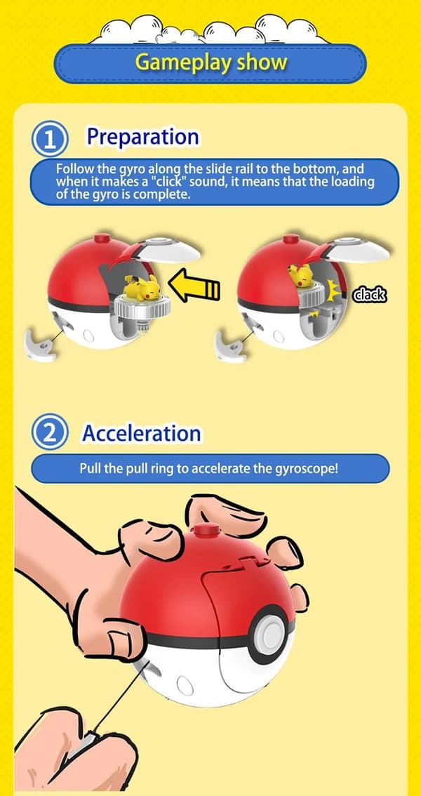 Ægte Lingdong Pokemon Gyro Legetøj til børns Fantasy Pikachu Charmander Pull Cord Battle Spinning Combat komplet sæt gaver