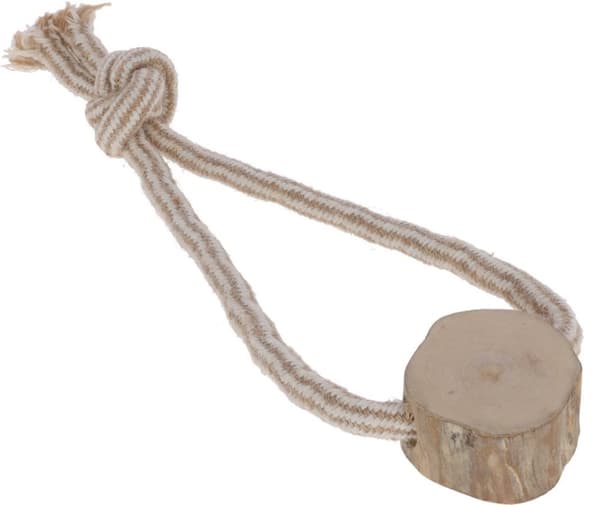 KERBL Hundetræk, Jute og Bomuldsløkke, Kaffe Træ - Naturlegetøj - 27 cm