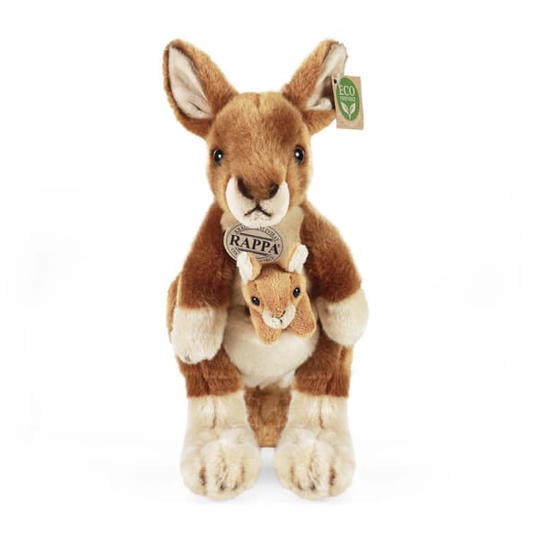 Rappa - Plush realistic toy Kangaroo with Baby 27 cm Eco-Friendly