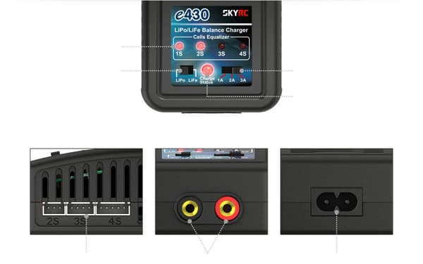 SkyRc E430 LiPo/Life Afbalanceringslader 2-4S 220V