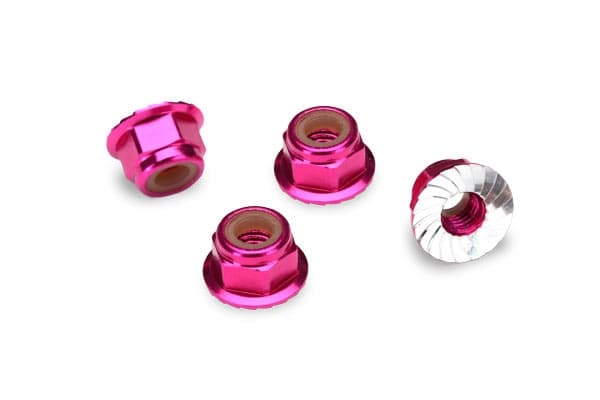 TRX-1747P Lock Nut Aluminium Flanged M4 Pink (4)