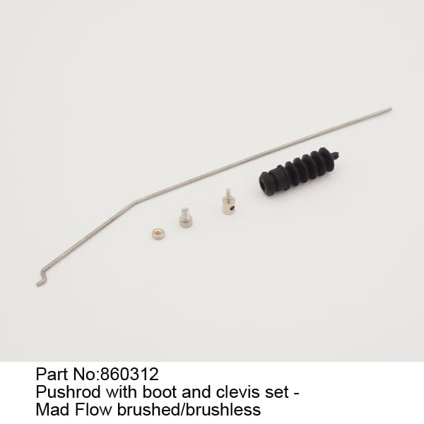 JW860312 Pushrod med boot & clevis til Mad Flow