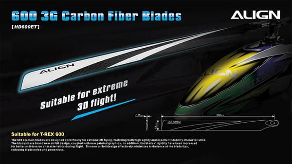 HD600ET 600mm Flybarless karbonblader