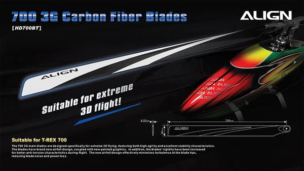 HD700BT 700mm FBL Carbon Main Blades