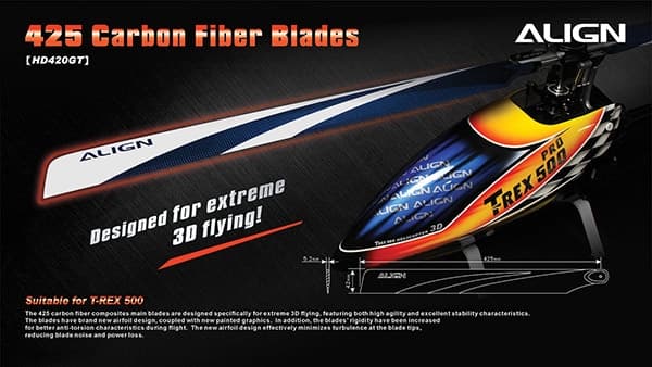 HD420GT 425D 3G Carbon Fiber Flybarless blade