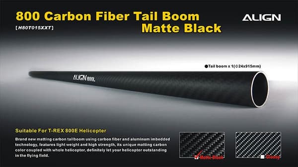 H80T015XXT 800E CarbonFiber Tail Boom-Matte Black