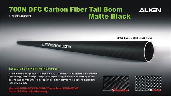 H7NT006XXT 700N DFC Carbon Fiber Tail Boom-Matte