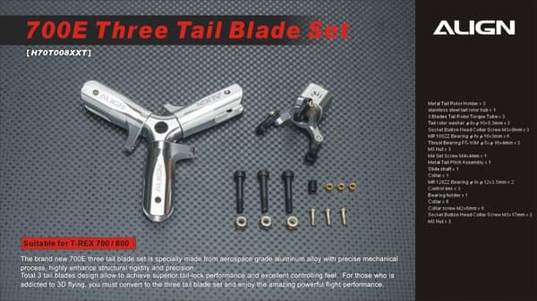 H70T008XXT 700E/800E Three-Blade Tail Set