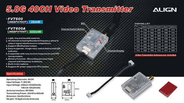 HEDFVT03T 5.8G Video Transmitter 25mW
