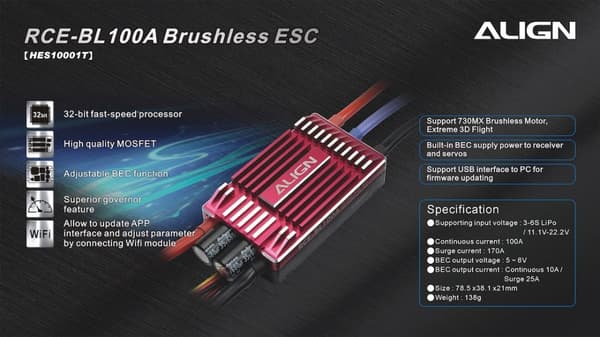 Align 100A ESC 3-6S inkl. BEC