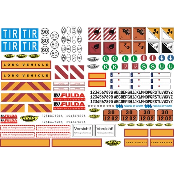 Carson Decal Sheet - Varningstecken för lastbil