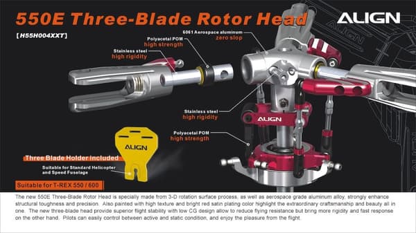 H55H004XXT 550E Three-Blade Rotor Head