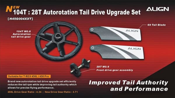 H45G004XXT 104T 28T Autorotation Tail Drive Upgra