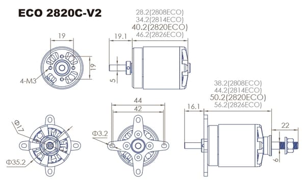 Dualsky ECO 2820C V2 800KV 138gram