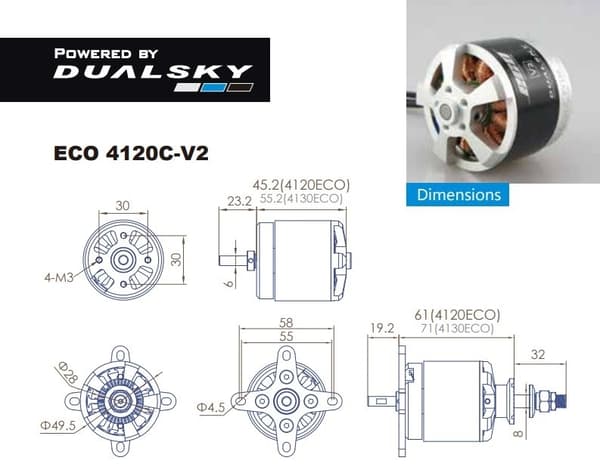 Dualsky ECO 4120C V2 500KV 280 gram