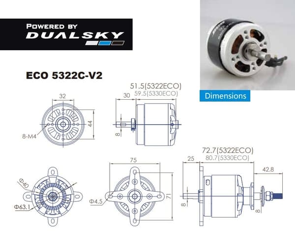 Dualsky ECO 5322C V2 382KV 510gram
