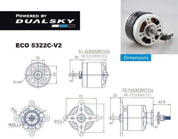 Dualsky ECO 5322C V2 430KV 510gram